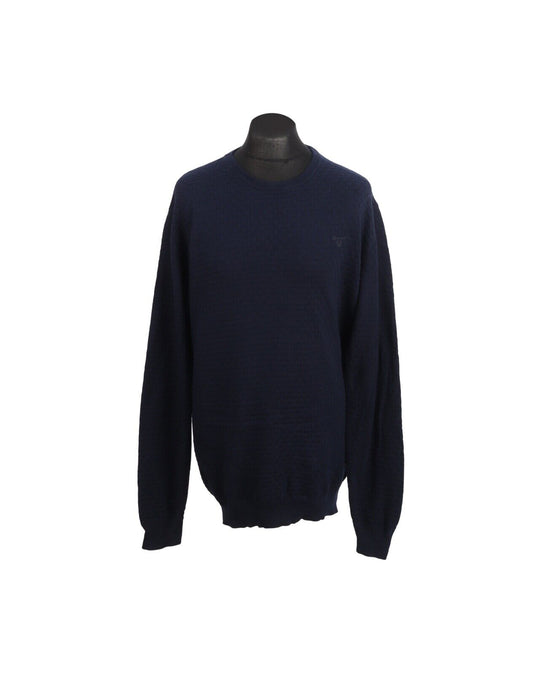 GANT Pullover Navy Blue Cotton Logo Men's Jumper Size 2XL