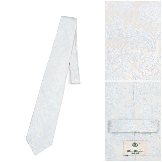 LUIGI BORRELLI Napoli Tie Blue Paisley Silk Men's Woven Necktie