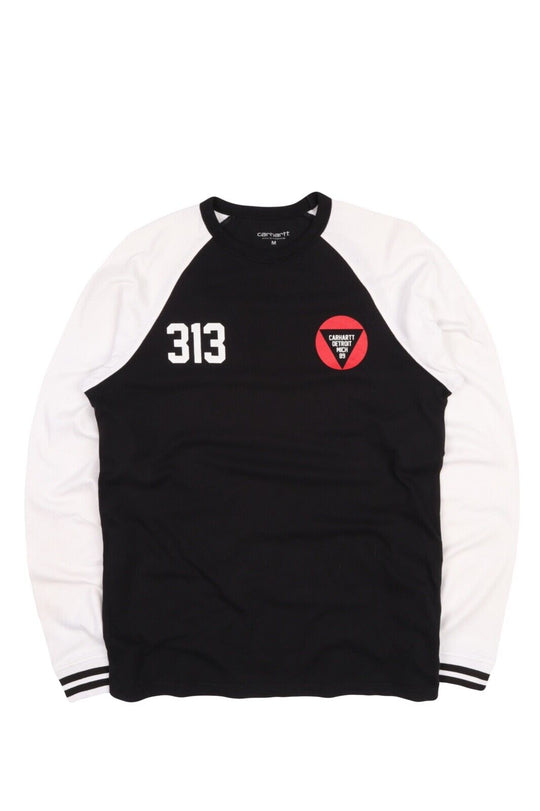 Men's CARHARTT WIP Black Cotton Long Sleeve 313 York T Shirt Size M