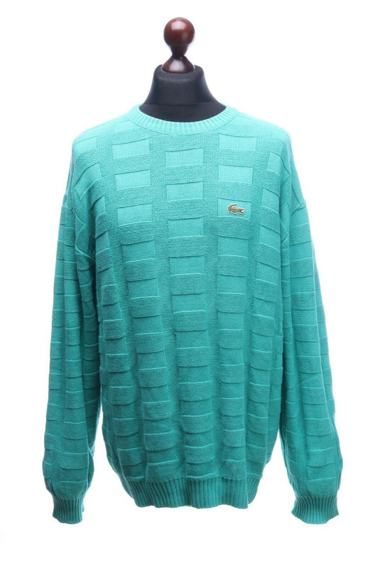 CHEMISE LACOSTE Turquoise 100% Cotton Embossed Crew Neck Sweater Jumper Size 6