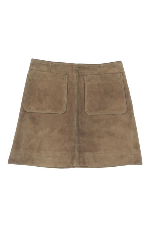 Women's BURBERRY Brit Green Suede Leather Mini Skirt Size 40 IT / 8 UK /6 US