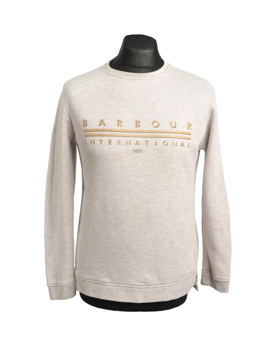 BARBOUR International Sweater Ivory Cotton Crewneck Pullover Sweatshirt Size 12