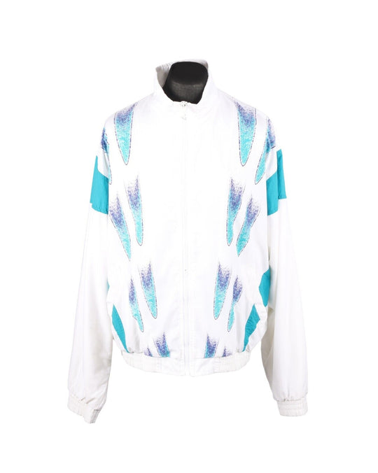 Vintage REEBOK Jacket  Track Top Zip White Printed Men's Size L