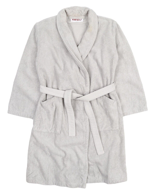 KENZO Towel Pile Fleece Gray Men's Bathrobe Size M