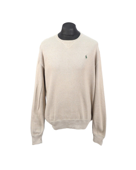 POLO RALPH LAUREN Sweatshirt Jumper Beige Cotton Men's Crew Neck  Size M