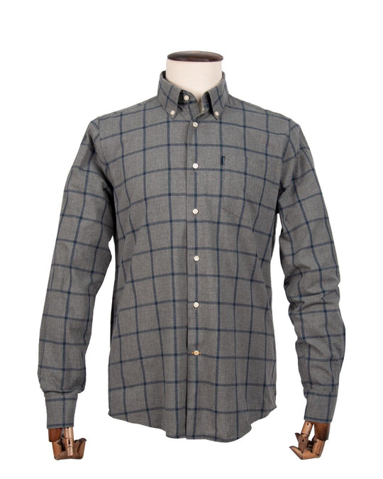 BARBOUR Stapleton Baxter Shirt Grey Navy Check Cotton Men's Size M