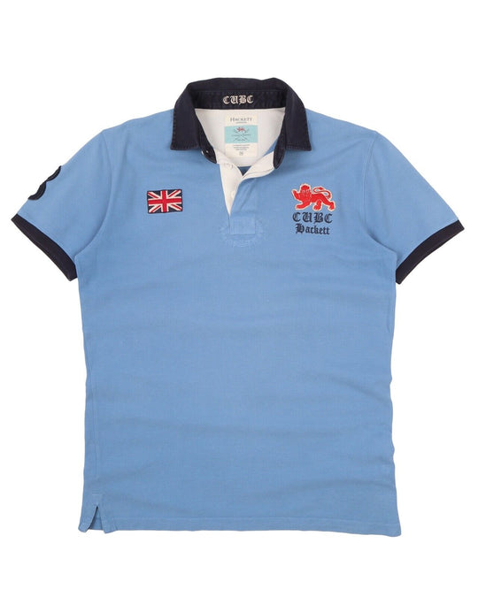Men's HACKETT London Blue Pique Cotton Polo Shirt Size M