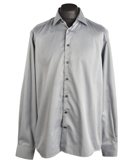 Men's ETON Gray Cotton LS Contemporary Shirt Size 43 / 17