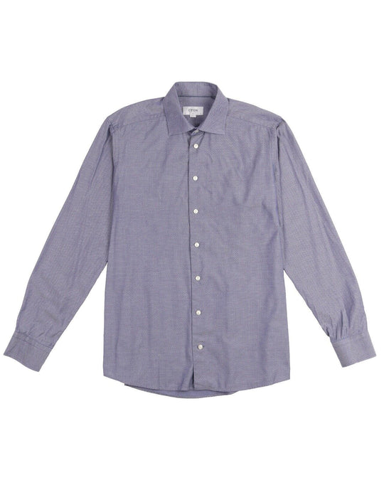 ETON Shirt Purple White Print Cotton Men's Slim Fit Button Up Size 41 /16 / L