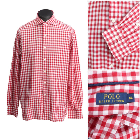 RALPH LAUREN  Shirt Red Gingham Check Cotton Men's Size XL