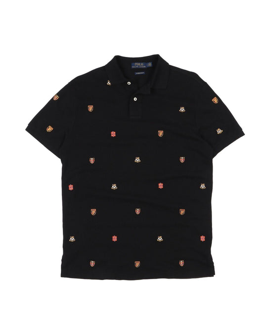 POLO RALPH LAUREN  Polo Shirt Black Custom Slim Fit Pique Cotton Men's Size M