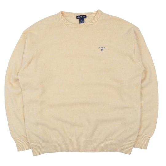 Men's GANT Light Yellow Wool Crew Neck Jumper Size XL