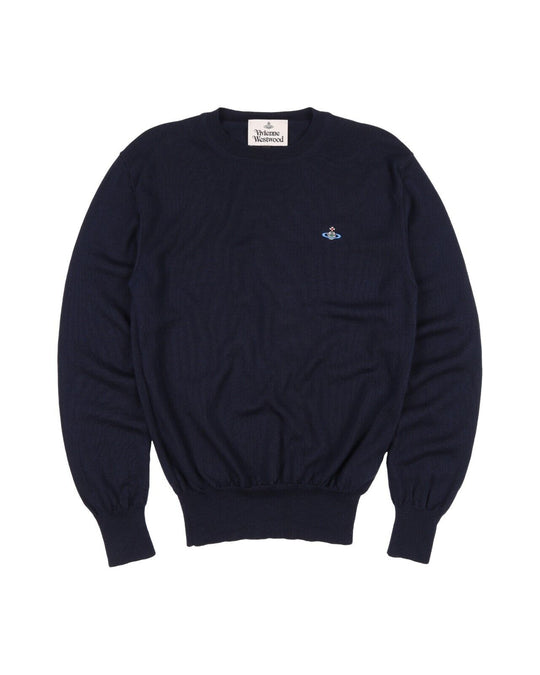 VIVIENNE WESTWOOD Sweater Navy Blue Merino Wool Mens Knit Jumper Size M