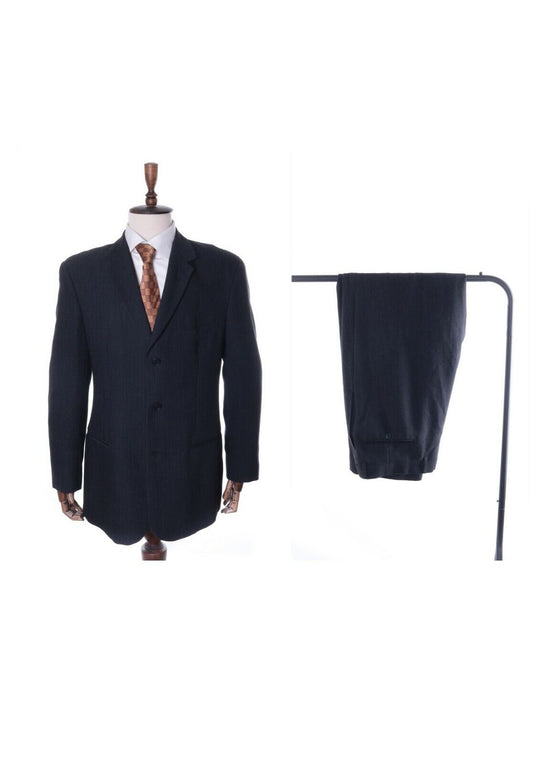 Men's EMPORIO ARMANI Grey Striped Wool Suit Size 52