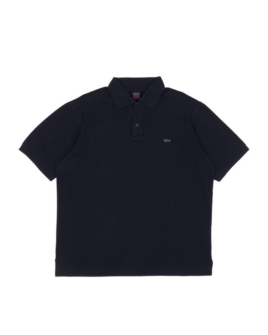 PAUL & SHARK Polo Shirt Navy Blue Cotton Short Sleeve Mens Top Large