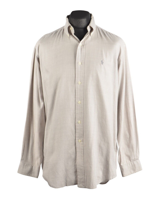 Men's Vintage RALPH LAUREN Gray Prince Wales Check Cotton Blake Shirt Size M