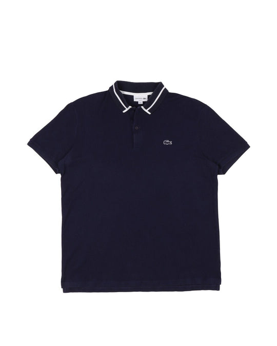 LACOSTE Polo Shirt Navy White Cotton Mens Top Size 6