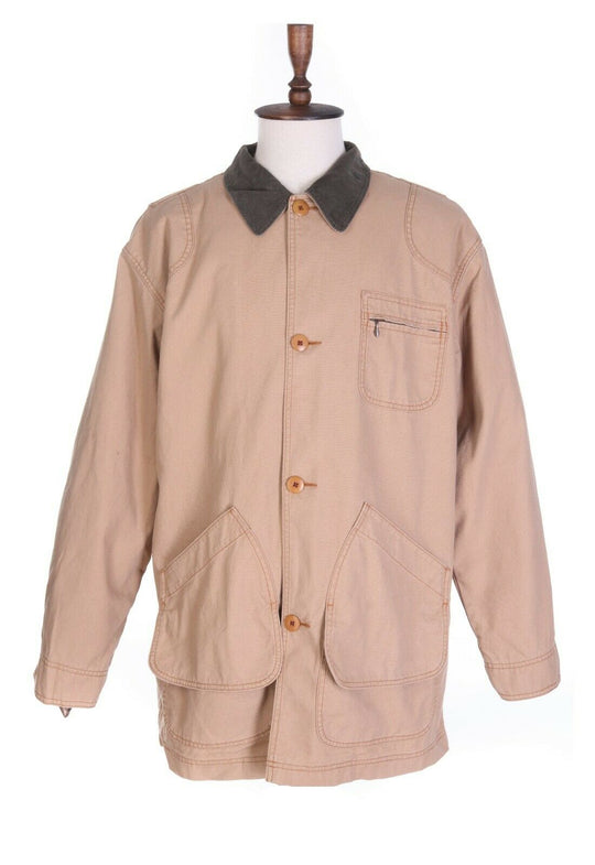 Men's LL BEAN Beige 100% Cotton Multipocket Thinsulate Field Coat Size XL Tall