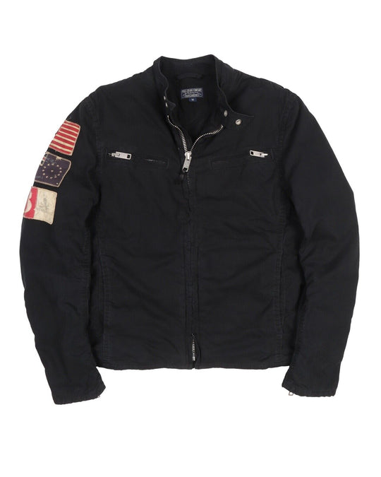 Men's RALPH LAUREN POLO JEANS Black Short Cotton Biker Jacket Size M