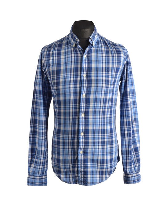 Men's POLO RALPH LAUREN Blue Check Cotton Shirt Size S