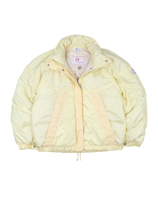 Vintage 80s MONCLER Grenoble Puffer Down Yellow Womens Jacket Size 1 / S France