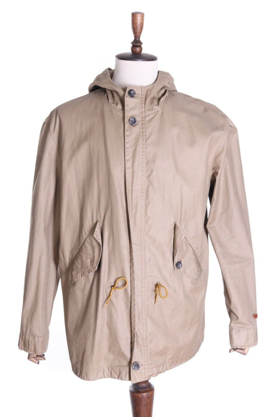 Men'S LEVI'S Beige 100% Cotton Hooded Parka Jacket Size XL
