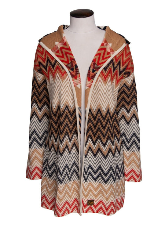 RALPH LAUREN Denim Supply Cape Cardigan Multicolor Zig Zag Cotton Women's Size L