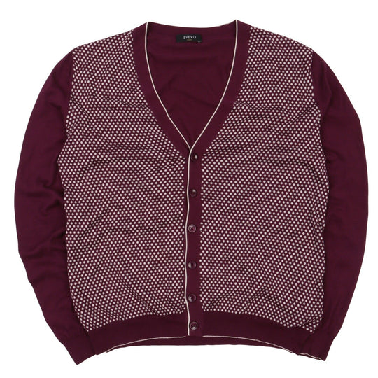 Men's SVEVO Italy Red Cotton Silk Cardigan Jumper Size 50 IT / M