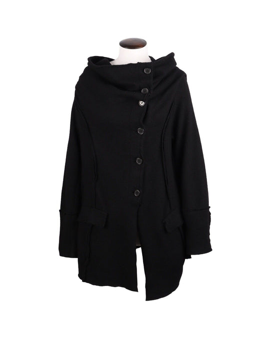 RUNDHOLS Black Label Asymmetric Wool Coat Black Women's Size XS