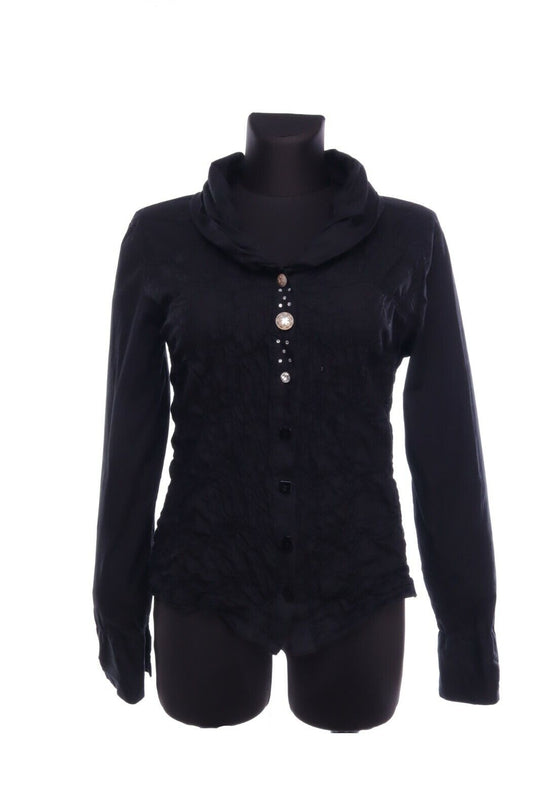 BOTTEGA Italy Black Cowl Neck Blouse Top Size S - M