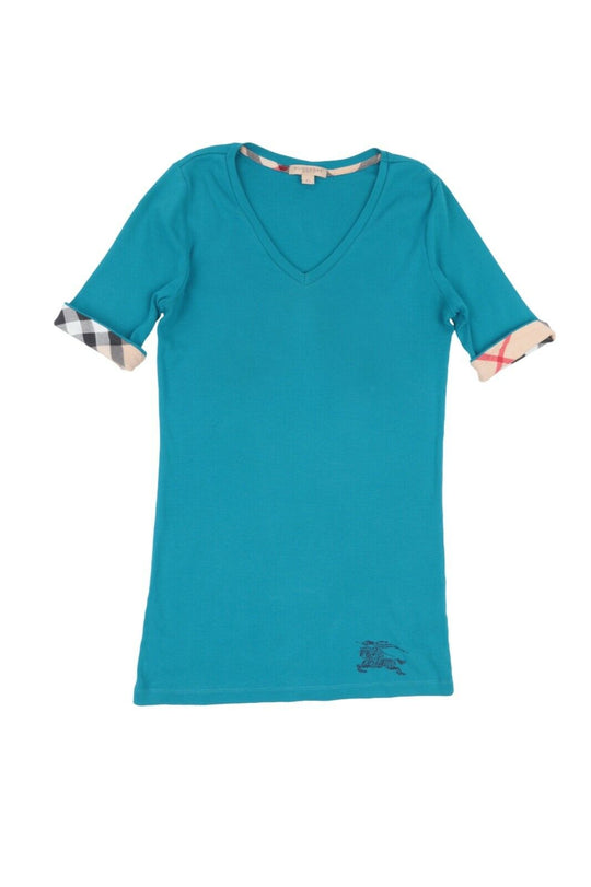Women's BURBERRY Brit Blue Cotton T Shirt Size XS