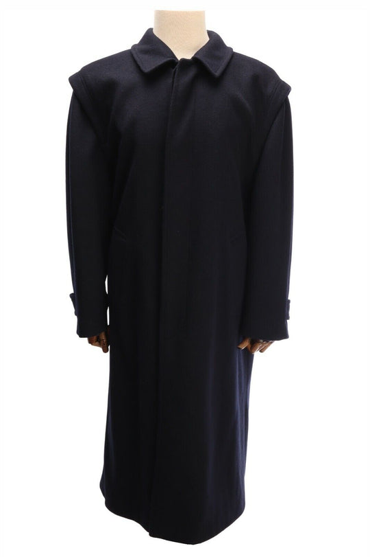 Men's Vintage HUGO BOSS Navy Wool Long Coat Overcoat Size 48