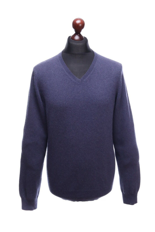 UNIQLO Navy Blue 100% Cashmere V-Neck Jumper Size M