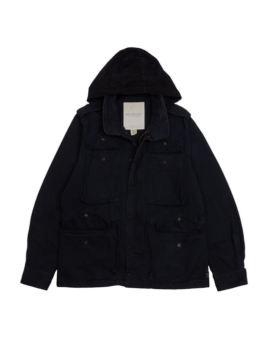 RALPH LAUREN Denim Hooded Jacket Navy Cotton Men's Multipocket Size L