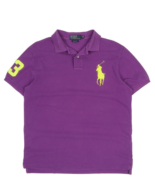 Men's POLO RALPH LAUREN Purple Pique Cotton Big Pony Polo Shirt Size L