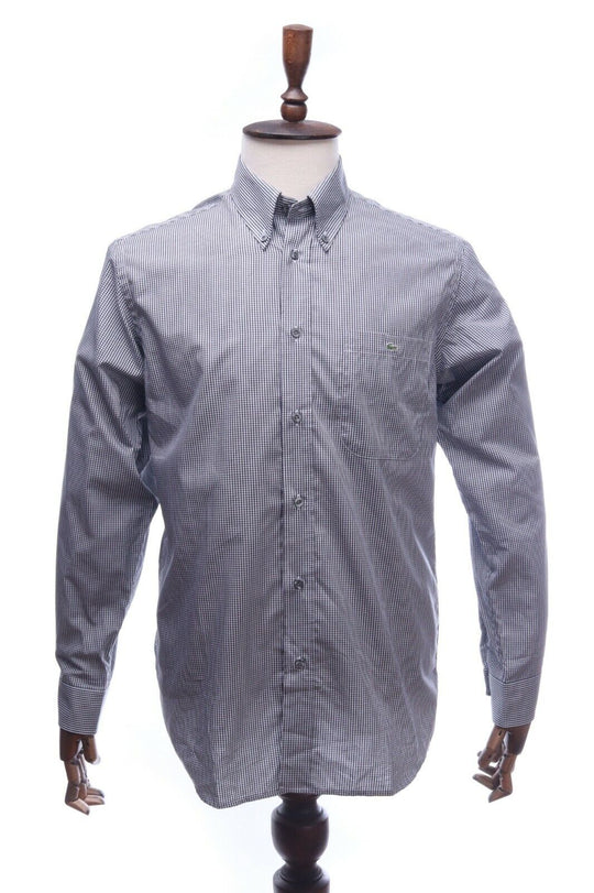 LACOSTE Grey Gingham 100% Cotton LS Shirt Size 40