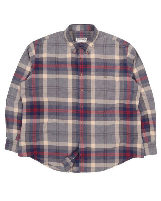 Men's Vintage BURBERRY'S Check Cotton Long Sleeve Pocket Shirt Size 6 / L