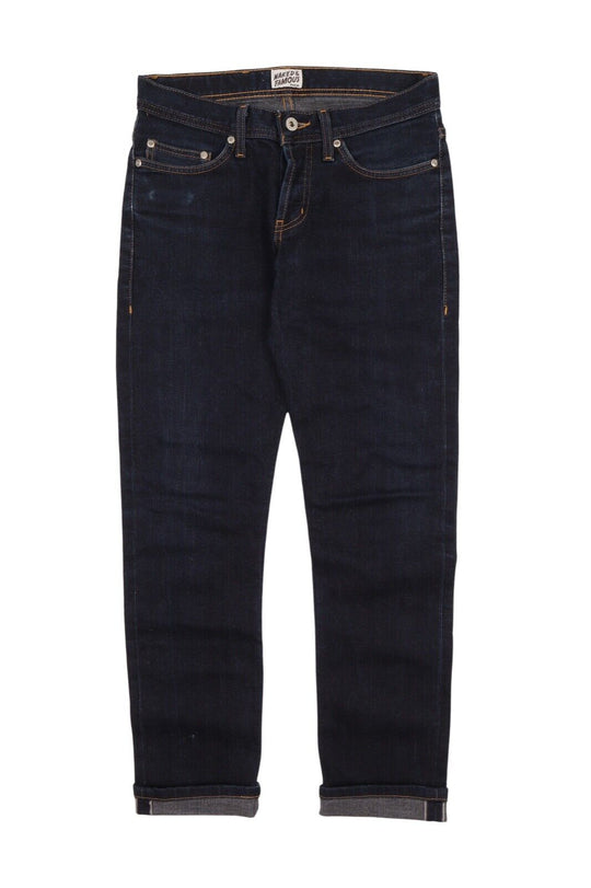 Men's NAKED & FAMOUS Navy Cotton Selvage Denim Weird Guy Jeans Size 29