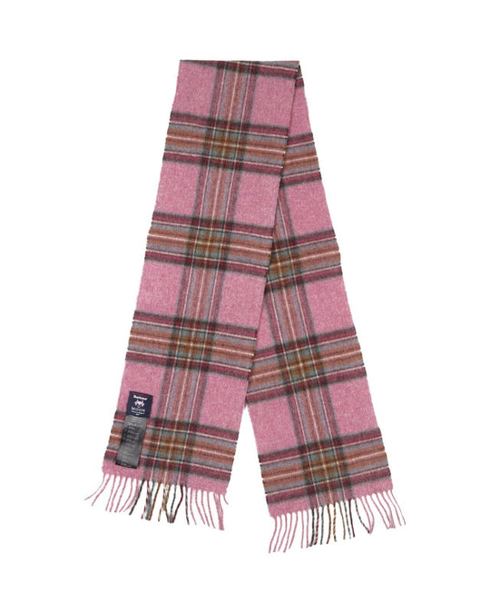 BARBOUR Scarf Pink Moon Tweed Tartan Check Wool