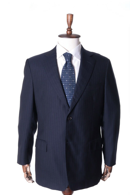 Men's SUITSUPPLY Black 100% Wool Super 110's Pinstripe Suit Jacket Size 40
