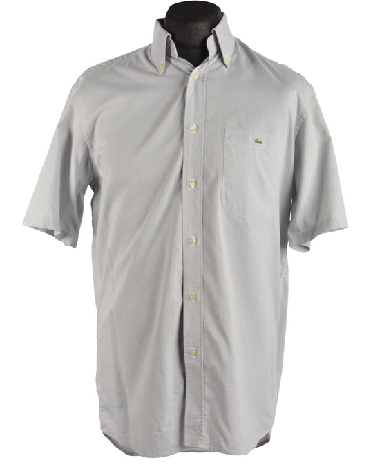 LACOSTE Gray Cotton Men Short Sleeve Shirt Size 41