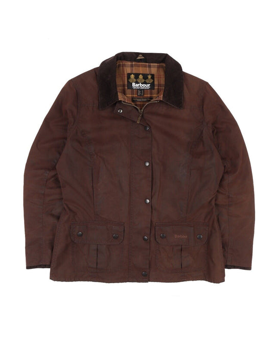 BARBOUR Utility 2 Pocket Jacket Wax Cotton Brown Women's Size 12 UK