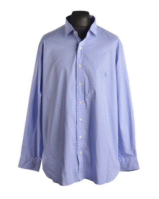 Men's POLO RALPH LAUREN Blue Floral Pattern Cotton Shirt Size 2XB Big