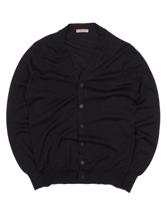 Men's BOTTEGA VENETA Navy Blue Wool Cardigan Jumper Size 44 IT / XS