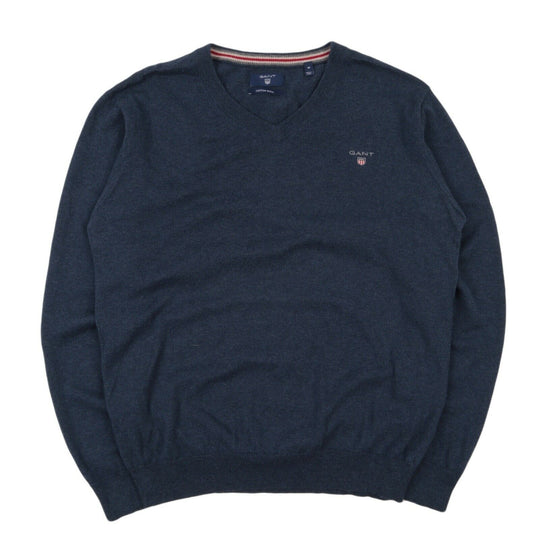 Men's GANT Navy Blue Cotton Wool V Neck Jumper Size M