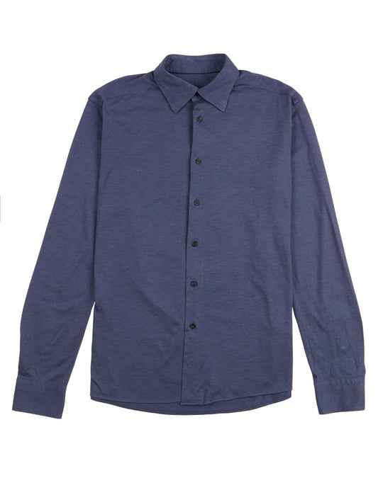 ETON Shirt  Blue Pique Cotton Long Sleeve Men's Size L