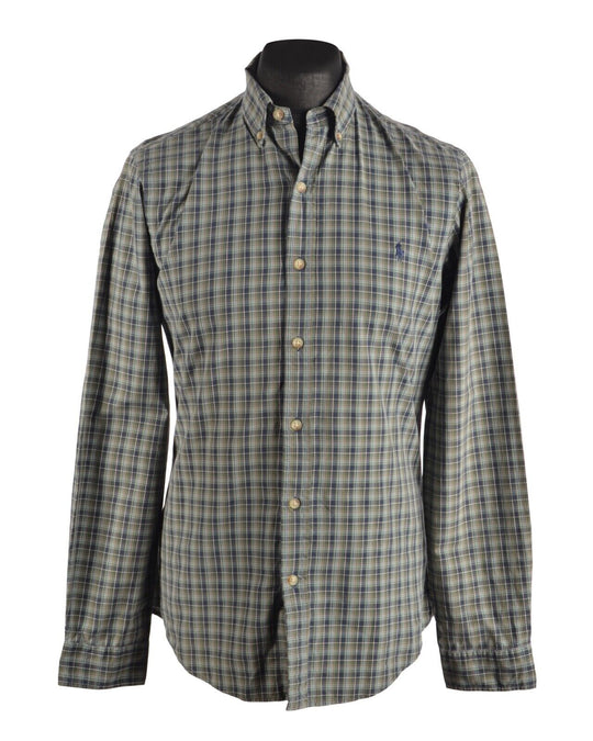 Men's POLO RALPH LAUREN Multicolor Check Casual Cotton Shirt Size M Slim Fit