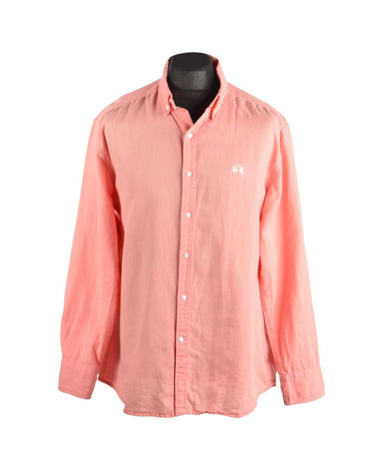 Men's LA MARTINA Pink Linen / Cotton Summer Shirt Size L