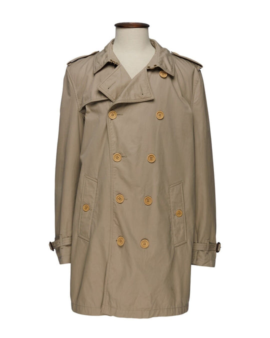 BURBERRY BRIT Coat Beige Nova Check Collar Mens Double Breasted Trench Size 3XL
