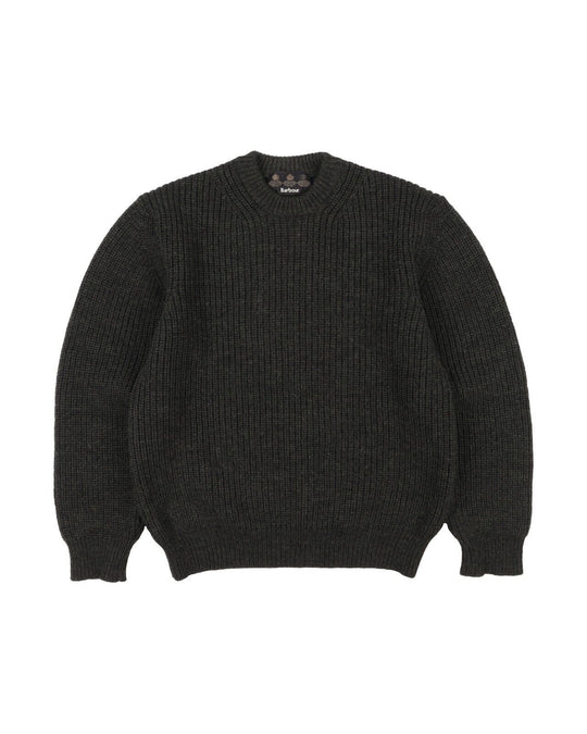 BARBOUR Tyne Sweater Green Crew Neck Heavyweight Wool Knit Mens Size M